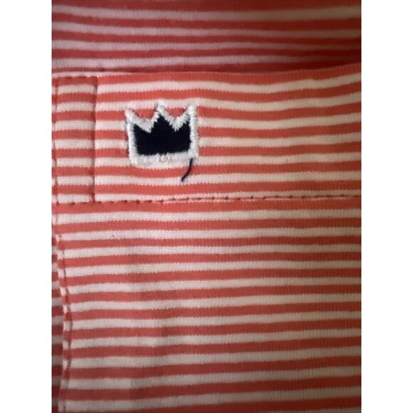 Crown & Ivy Motion Flex Soft Knit Polo Coral White Striped Men's Size Large - Picture 5 of 6